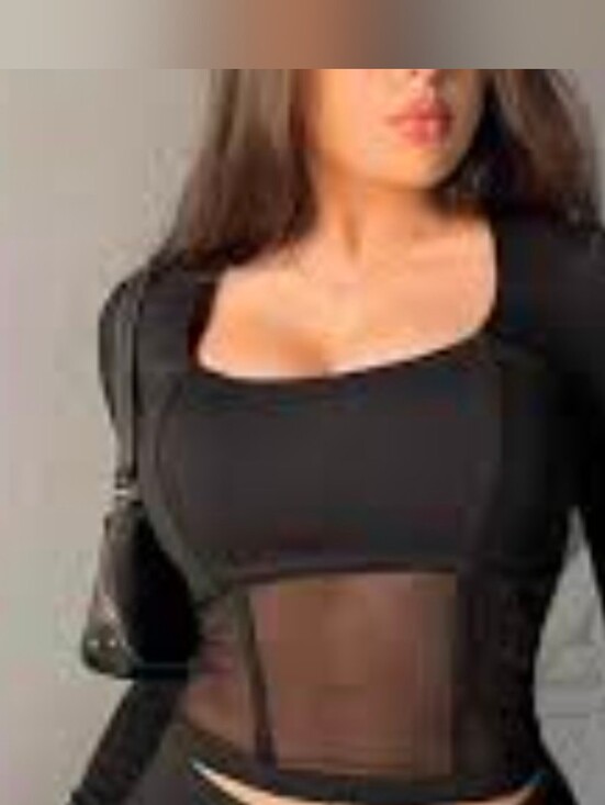 SHEIN Tops - Black Mesh Panel Long Sleeve Crop Top Large